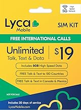 Lyca Mobile USA Prepaid 5G/4G SIM Card | $19 Plan | Unlimited Talk, Text & Data | 5GB High Speed Data (5GB Hotspot) | 30 Days