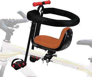 Front Mounted Child Bike Seat for Adult MTB–Interactive Toddler Bicycle Carrier with Full Guardrail,Foot Pedals & Removable Foot Straps,Height Adjustable for Kids 1–5 Years (Up to 55lbs)
