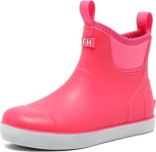 Women's Deck Boots, Rubber Rain Boots Chelsea Ankle Booties with Anti-Slip Sole Waterproof Fishing Shoes for Outdoor Work Garden Camping