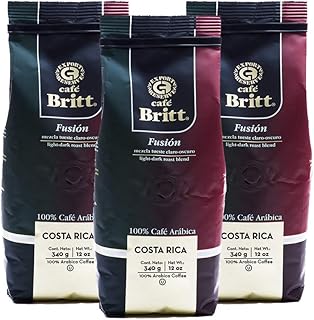 Café Britt® - Costa Rican Fusion Coffee (12 oz.) (3-Pack) - Ground, Arabica Coffee, Kosher, Gluten Free, 100% Gourmet & Medium Dark Roast