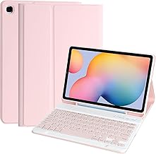 Keyboard Case for Samsung Galaxy Tab S6 Lite 10.4 Inch 2022/2020, Galaxy Tab S6 Lite SM-P610/P613/P615/P619 Tablet Cover Case with Detachable Wireless Keyboard S Pen Holder, Pink