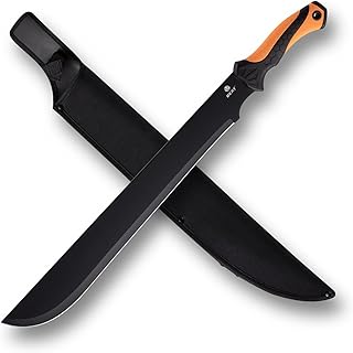Gardening Heavy Duty Machete,24" Full Tang Machete with Shaeth,Ergonomic No-Slip Handle,Machetes for Bushcraft, Outdoor Hunting, Garden Cutting Trees and Yard Work (Orange)