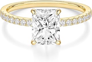 3CT Engagement Rings for Women Radiant Cut CZ Promise Wedding Bands Travel Ring Size 3-11