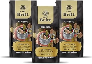 Café Britt® - Costa Rican Espresso Coffee (10.5 oz.) (3-Pack) - Whole Bean, Arabica Coffee, Kosher, Gluten Free, 100% Gourmet & Dark Roast