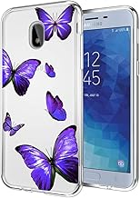 Case for Galaxy J7 Refine/J7 2018/J7 Star/J7V 2nd Gen/J7 Aero/J7 Top Clear Case for Girls, Soft TPU Shockproof Protective Transparent Case Cover for Samsung Galaxy J7 2018(Purple Butterfly)