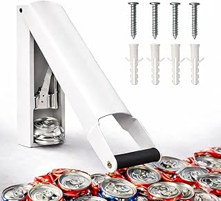 Heavy Duty Wall Mounted Can Crusher - 8oz 12oz 16oz White Can Crushers for Recycling Compactor for Seltzer Soda Beer Plastic Bottle Aluminum Smasher for Recycling Bin