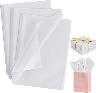 BEISHIDA 100 Sheets White Tissue Paper Bulk, Wrapping Tissue Paper for Gift Bags, 14 x 20 Inch Gift Wrap for Birthday Wedding Graduation Halloween DIY Crafts Holiday Flowers