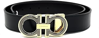 Mens Black/Brown Adjustable And Reverible Leather Belt