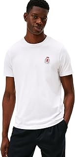 Men's Short Sleeve Cotton Graphic T-Shirts with Rubberized Crest Logo