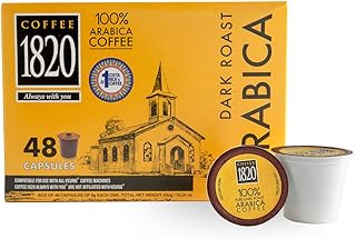 Café 1820 Classic Ground Coffee Cups, Premium Costa Rican Dark Roast, 100% Arabica, Compatible with Keurig Machines, 48 Pods