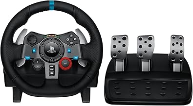 Logitech G29 Driving Force Racing Wheel and Floor Pedals, Real Force Feedback, Leather Steering Wheel Cover for PS5, PS4, PC, Mac - Black (Renewed)