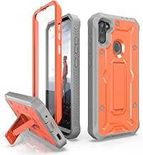 ArmadilloTek Vanguard Compatible with Samsung Galaxy A11 Case Military Grade Full-Body Rugged with Built-in Screen Protector and Kickstand - Orange