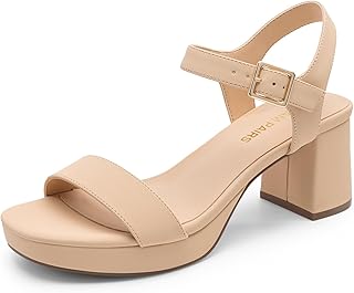Women's Platform Heels Block Chunky Open Toe Ankle Strap Heel Fashion Wedding Party Dress Sandals Shoes