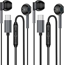 USB C Earbuds Wired Headphones for Samsung Galaxy Z Fold 7 Flip 7 A17 A16 A56 S25 Edge S24 S23 S22 S21 2Pack in-Ear Earphone with Microphone Volume Control Type C Headphone for Pixel 10 Pro XL 9a 9 8