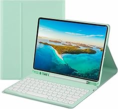 Keyboard Case for Galaxy Tab S10 Plus/S9 FE+/S9 Plus/S7FE/S8+/S7+ with S Pen Holder, Slim Round Key Cute Candy Color Stand Cover with Magnetic Detachable Wireless Keyboard,Mint Green