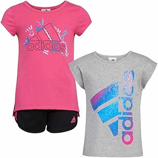 Little Girl's 3 Piece Outfit Set, 2 Tees, 1 Short
