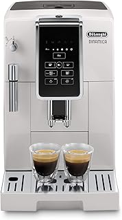 Dinamica Espresso Machine, White - Automatic Bean-to-Cup Brewing, Built-In Steel Burr Grinder & Manual Frother - One-Touch Hot & Iced Coffee - Easy Cleanup