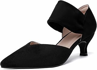 Kitten Heels for Women Closed Toe Comfortable Low Heels Pointed Toe Sexy Slip on Pumps Bridal Party Dressy Shoes