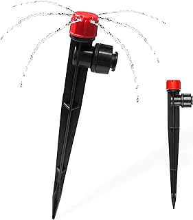 30PCS Push-to-Fit Drip Irrigation Emitters for 1/4 inch Irrigation Tubing, Adjustable 360 Degree Drip Emitter Sprayer with Stake, Irrigation Dripper Sprinklers for Drip Irrigation System