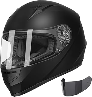 GLX GX11 Compact Motorcycle Helmet - Matte Black, Medium - Full Face w/ Tinted Visor, DOT Approved