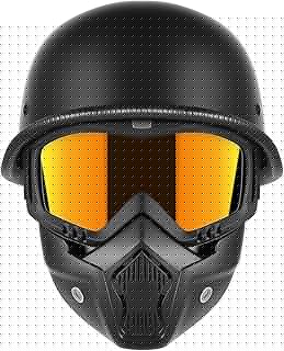 Motorcycle Half Helmets with Face Shield, German Style Motorcycle Helmet for Adult Men Women, DOT Approved Retro Half Shell Helmet for Moped Cruiser Scooter