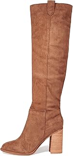 Suede Knee-High Boots Fall Boot For Women Chunky Block High Heel Slouch Fashion Boot Round Toe Side Zipper