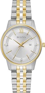 Ladies' Classic Diamond Two-Tone Gold Stainless Steel 3-Hand Calendar Date Quartz Watch