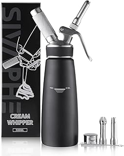 Sivaphe Stainless Steel Professional Whipped Cream Dispenser, 1-Pint Portable Cream Whipper Canister, Leak-Free Whip Cream Dispenser Nitro Coffee Maker Black(Charger Not Included)