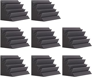 8 Pack - Bass Traps Acoustic Foam Corner, 8''x8''x12'' Black Bass Traps Corner Studio Foam, High Density and Fire-Proof Acoustic Panels Recording Studio Acoustical Treatments