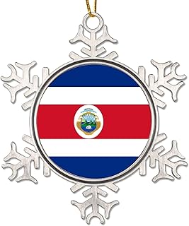 Costa Rica Ornaments for Christmas Tree Costa Rica Flag Metal Snowflake Ornaments for Xmas Decorations National Flag Country Souvenir Christmas Decor City Souvenir