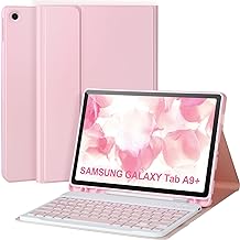 Keyboard Case for Samsung Galaxy Tab A11+/ A9+ Plus 2025/2023 11’’,Case with Keyboard for Samsung Tab A11+ with S Pen Holder,Detachable Bluetooth Keyboard for Galaxy Tab A9+ Auto Wake/Sleep,Pink