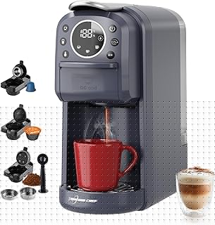 Multi-Capsule Espresso 4in1 Coffee Maker,Single Serve Coffee Machine for Nespresso,Dolce Gusto,ESE Pods & Ground Coffee or Hot Water,Smart & Compact Design in Any Space,20Bar,CM-C05A