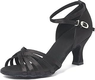 Womens Latin Dance Shoes Heeled Ballroom Salsa Tango Party Sequin Dance Shoes