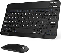 Rechargeable Bluetooth Keyboard and Mouse Combo, Universal Ultra-Slim Wireless Keyboard Mouse Set for Android Windows iPad iPhone Samsung Tablet Portable Compact Keyboard Set (Black)
