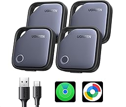 Finder Duo (iOS and Android) Air Tracker Tags 4 Pack, Rechargeable Android Tracker Tags Bluetooth Key Finder Compatible with iOS and Android for Keys, Luggage and More