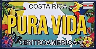 Retro Metal tin Sign Costa Rica Pura Vida Car License Plate Sign Funny Home Cave Garage bar Wall Decoration Vintage Metal Sign 6 x 12 inch