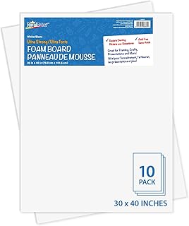 Royal Brites Premium White Foam Board 30” x 40”, Sturdy & Lightweight 3/16" Thick Board for Art, Work Presentations, & School Projects, Pack of 10