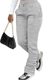 Women's Stacked Baggy Sweatpants Y2K Drawstring Waist Flared Jogger Pants
