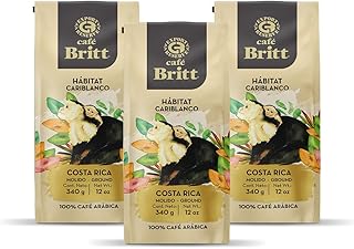 Café Britt® - Costa Rican Habitat Cariblanco Coffee (12 oz.) (3-Pack) - Ground, Arabica Coffee, Kosher, Gluten Free, 100% Gourmet & Dark Roast