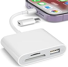 SZHAIYIJIN SD Card Reader for iPhone, Memory Card Reader with USB Camera Adapter Plug and Play Trail Game Camera Viewer Supports SD and TF Card MicroSD Card Adapter for iPad No App Required