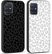 2 Pack Cute Cheetah Print for Samsung Galaxy A51 5G Phone Case 6.5", Luxury Leopard Pattern Design Cases Soft Silicone TPU Shockproof Protective Bumper Cover for Women Girls - Black & White
