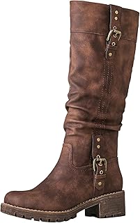 Women's Chunky Low Heels Boots Knee High Boots For Women