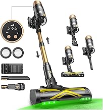 Cordless Vacuum Cleaner, 600W 60KPA 65Mins Vacuum Cleaners for Home, Stick Vacuum Cordless with Touch Screen, Self-Standing, 180° Lay-Flat, Anti-Tangle Brush for All Floors/Pet Hair/Carpets