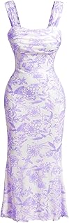 Women's Floral Summer Wedding Guest Dress Ruched Cocktail Party Bridal Shower Formal Beach Midi Sun Dresses