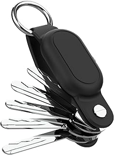 Miimall Full Protective Cover Compatible with Samsung Galaxy Smart Tag 2 Case, Keychain Holder Heavy Duty Silicone Case for Smart Tag2 with Key Organizer for Keys, Luggage, Bag（Black）