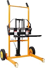 Heavy Duty Manual Pallet Stacker - 440 LB Capacity Hydraulic Lifting Equipment, 35.5" Lift Height with Adjustable Forks & 4-Wheel Mobility, Sturdy Steel Commercial Warehouse Tool, Yellow