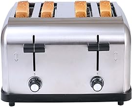 Commercial Grade Toaster 4 Slice 225 pcs/Hour 1800W Industrial Toasters Wide Slot 6-Settings Stainless Steel Heavy Duty for Restaurant Bagels,muffin,Tray, Bread, Breakfast, Texas Toast