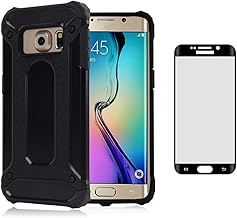 Asuwish Phone Case for Samsung Galaxy S6 Edge Plus with Tempered Glass Screen Protector Cover and Cell Accessories Slim Silicone Dual Layer Glaxay S6edge + S 6edge 6s 6 Edge+ Women Men Cases Black