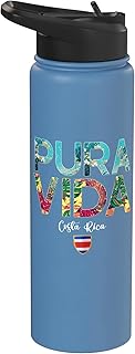 Pura Vida Costa Rica with Costa Rica Flag Colors Pura Vida Stainless Steel Insulated Water Bottle