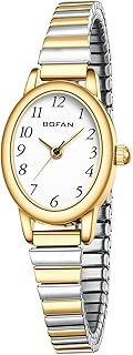 Small Gold Watches for Women Easy Read Ladies Quartz Wrist Watch with Stainless Steel Expansion Band,Waterproof.